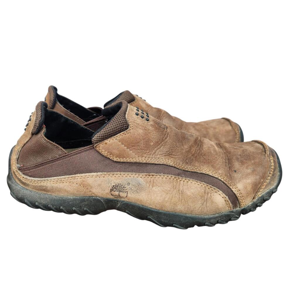 Timberland Shoes Mens 9 M Brown Leather Hiking Slip On Comfort Loafers 88066